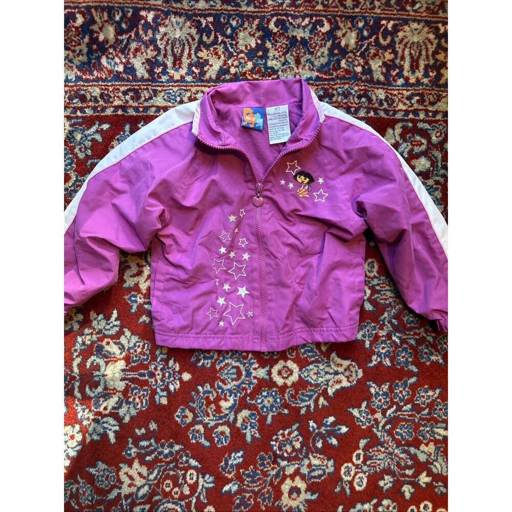 Vintage 4T Y2K Nick Jr. 2002 Dora The Explorer Pink Embroidered Jacket Nostalgia